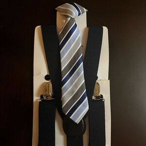 Blue kid suspender And bow tie set
